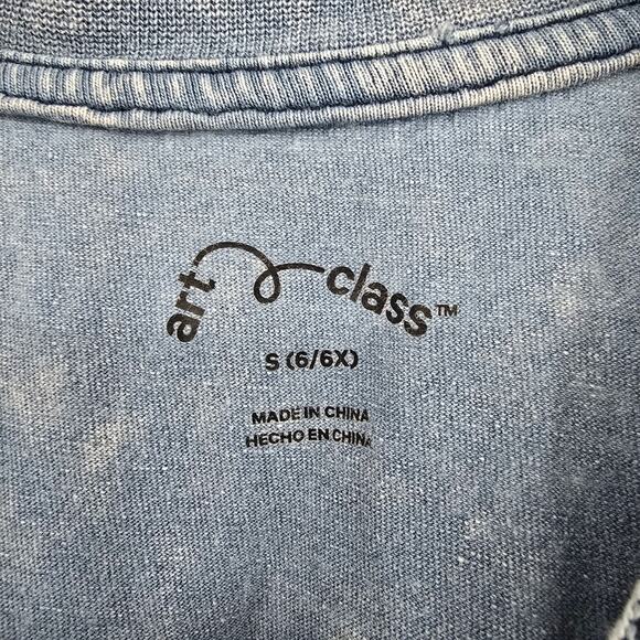 Art Class Girls Lattice V Neck Detail Sleeveless Acid Wash Dress Blue Size Small - Picture 4 of 5